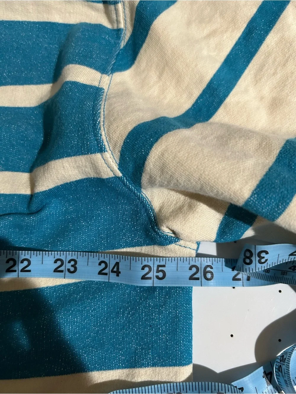 Free People Turquoise & Cream Striped Button Cardigan